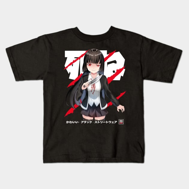 Japanese Anime Yandere Girl Kids T-Shirt by KawaiiAttack